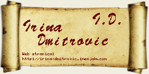 Irina Dmitrović vizit kartica